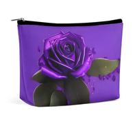 GHBNK Rainbow Colored Swirl Cosmetic Bag Portable Toiletry Bag Travel Makeup Bags Makeup Organizer Lipstick Bags for Women, Purple rose print, One Size