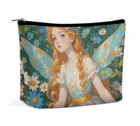 GHBNK Rainbow Colored Swirl Cosmetic Bag Portable Toiletry Bag Travel Makeup Bags Makeup Organizer Lipstick Bags for Women, Pfhorn Flower Fairy, One Size