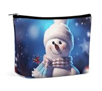 GHBNK Rainbow Colored Swirl Cosmetic Bag Portable Toiletry Bag Travel Makeup Bags Makeup Organizer Lipstick Bags for Women, Merry Christmas Snowman, One Size