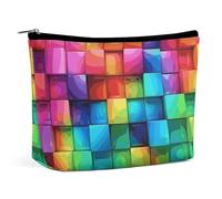 GHBNK Rainbow Colored Swirl Cosmetic Bag Portable Toiletry Bag Travel Makeup Bags Makeup Organizer Lipstick Bags for Women, Rainbow Color Plaid-png, One Size