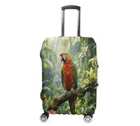 GHBNK Rainforest Parrot Luggage Cover, Rainforest Parrot Design Suitcase Protector, Personalized Stretchable Washable Travel Sleeve for 19-32 Inch Luggage X-Large, white, S, Rainforest Parrot
