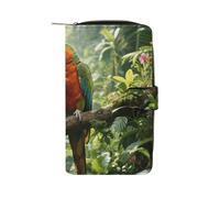 GHBNK Rainforest Parrot Wallet for Men Women PU Leather Wallet Long Wallets Bifold Wallets with 12 Card Holder