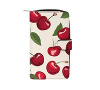 GHBNK Red Cherry Pattern Wallet for Men Women PU Leather Wallet Long Wallets Bifold Wallets with 12 Card Holder