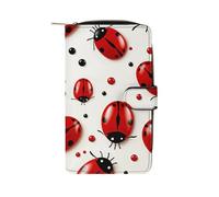 GHBNK Red Ladybug Wallet for Men Women PU Leather Wallet Long Wallets Bifold Wallets with 12 Card Holder