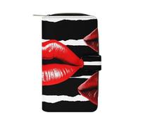 GHBNK Red Lips Kiss Wallet for Men Women PU Leather Wallet Long Wallets Bifold Wallets with 12 Card Holder