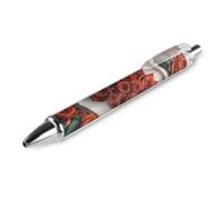 GHBNK Red Rose Love Heart Ballpoint Pens Retractable Ball Point Pens Black Ink 0.5mm Fine Point Smooth Writing Pen Office Supplies 1 PCS