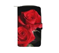 GHBNK Red Roses Wallet for Men Women PU Leather Wallet Long Wallets Bifold Wallets with 12 Card Holder