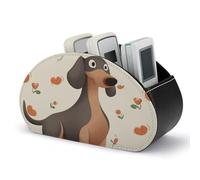 GHBNK Remote Control Holder With 5 Compartments I Love My Dog Dachshunds Leather TV Remote Caddy Desktop Organizer Storage Box TV Remotes Media Controllers Office Supplies