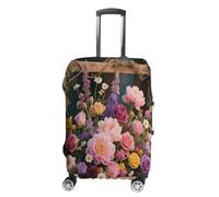 GHBNK Retro Flowers Luggage Cover, Retro Flowers Design Suitcase Protector, Personalized Stretchable Washable Travel Sleeve for 19-32 Inch Luggage X-Large, white, M, Retro Flowers