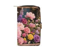 GHBNK Retro Flowers Wallet for Men Women PU Leather Wallet Long Wallets Bifold Wallets with 12 Card Holder