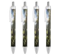 GHBNK River Valley Beast Ballpoint Pens Retractable Ball Point Pens Black Ink 0.5mm Fine Point Smooth Writing Pen Office Supplies 4 PCS