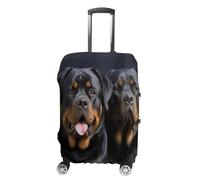 GHBNK Rottweiler Wallpaper Luggage Cover, Rottweiler Wallpaper Design Suitcase Protector, Personalized Stretchable Washable Travel Sleeve for 19-32 Inch Luggage X-Large, white, L, Rottweiler Wallpaper