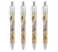 GHBNK Running Horses Ballpoint Pens Retractable Ball Point Pens Black Ink 0.5mm Fine Point Smooth Writing Pen Office Supplies 4 PCS