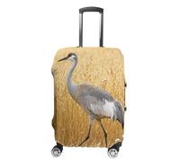 GHBNK Sandhill Crane in Golden Oats Luggage Cover, Sandhill Crane in Golden Oats Design Suitcase Protector, Personalized Stretchable Washable Travel Sleeve for 19-32 Inch Luggage X-Large, white, L