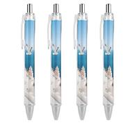 GHBNK Santorini Greek Island Ballpoint Pens Retractable Ball Point Pens Black Ink 0.5mm Fine Point Smooth Writing Pen Office Supplies 4 PCS