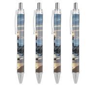 GHBNK Sea Lighthouse Ballpoint Pens Retractable Ball Point Pens Black Ink 0.5mm Fine Point Smooth Writing Pen Office Supplies 4 PCS