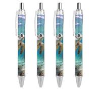 GHBNK Sea Turtle Ballpoint Pens Retractable Ball Point Pens Black Ink 0.5mm Fine Point Smooth Writing Pen Office Supplies 4 PCS