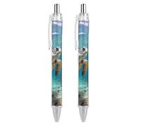 GHBNK Sea Turtle Ballpoint Pens Retractable Ball Point Pens Black Ink 0.5mm Fine Point Smooth Writing Pen Office Supplies 2 PCS