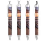 GHBNK Sea Turtle Sunset Ballpoint Pens Retractable Ball Point Pens Black Ink 0.5mm Fine Point Smooth Writing Pen Office Supplies 4 PCS