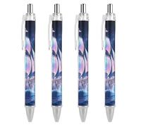 GHBNK Shell Sailing in Star Ocean Ballpoint Pens Retractable Ball Point Pens Black Ink 0.5mm Fine Point Smooth Writing Pen Office Supplies 4 PCS