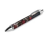 GHBNK Silver Candelabra & Blood Rose Ballpoint Pens Retractable Ball Point Pens Black Ink 0.5mm Fine Point Smooth Writing Pen Office Supplies 1 PCS