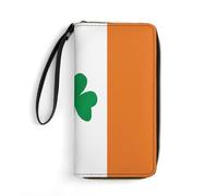 GHBNK Skateboard Wallets for Women Long Wristlet Leather Wallets with Zipper Holder Large Capacity Coin Pocket, Happy Irish Holidays, 19.7x10.5cm