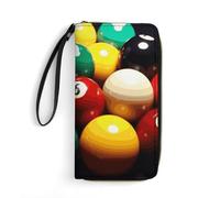 GHBNK Skateboard Wallets for Women Long Wristlet Leather Wallets with Zipper Holder Large Capacity Coin Pocket, Color billiards, 19.7x10.5cm, Modern