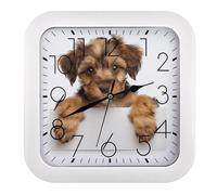 GHBNK Small Brown Dog Wall Clock Silent Non-Ticking Clock 10 Inch Personalized Classic Square Decorative Digital Clocks for Kitchen, Living Room, Office, Bedroom, Bathroom