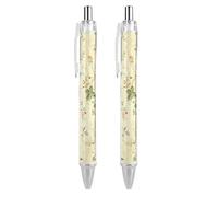 GHBNK Small Cream Flowers Ballpoint Pens Retractable Ball Point Pens Black Ink 0.5mm Fine Point Smooth Writing Pen Office Supplies 2 PCS