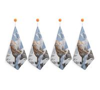 GHBNK Snow Leopard Hand Towels Ultra Soft Absorbent Dish Towel Hanging Dish Towels Quick Drying Towel for Use in Kitchen Bathroom Home Decor 4PCS