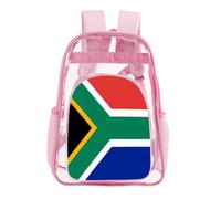 GHBNK South Africa Flag Clear Backpack Large PVC Transparent Bag Laptop Sleeve See Through Casual Backpacks, Pink, 43X32.5cm, Daypack Backpacks