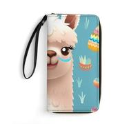 GHBNK Space Themed Art Wallets for Women Long Wristlet Leather Wallets with Zipper Holder Large Capacity Coin Pocket, Alpaca patterm, 19.7x10.5cm, Modern