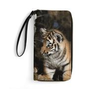 GHBNK Space Themed Art Wallets for Women Long Wristlet Leather Wallets with Zipper Holder Large Capacity Coin Pocket, Siberian tiger, 19.7x10.5cm, Modern