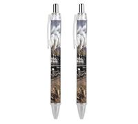 GHBNK Steam Locomotive Train Ballpoint Pens Retractable Ball Point Pens Black Ink 0.5mm Fine Point Smooth Writing Pen Office Supplies 2 PCS