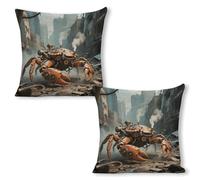 GHBNK Steam - Punk Crab Throw Pillow Covers 18"x18"（2pcs） Pillows Decorative Couch Pillow Covers Living Room Sofa Bed Outdoor Pillows Summer Linen Pillowcases Farmhouse
