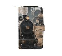 GHBNK Steam Train Wallet for Men Women PU Leather Wallet Long Wallets Bifold Wallets with 12 Card Holder