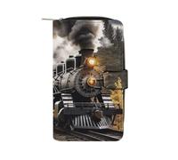 GHBNK Steam Train Wallet for Men Women PU Leather Wallet Long Wallets Bifold Wallets with 12 Card Holder