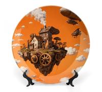 GHBNK Steampunk Fantasy World Ceramic Decorative Plates Personalized Bone China Decorative Plate Display Dish Dessert Plate Decoratives Porcelain Dinner Home for Birthday Christmas Gifts 6inch