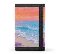 GHBNK Sunlit Beach & Starfish Small Wallet Trifold Wallets Purse with 1 Cash Compartment And 8 Card Slots Money Clip
