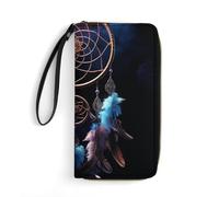 GHBNK Tennis on Fire Wallets for Women Long Wristlet Leather Wallets with Zipper Holder Large Capacity Coin Pocket, Dream Catcher, 19.7x10.5cm, Modern
