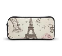 GHBNK The Eiffel Tower Pencil Case Holder Large Capacity Pencil Pouch - Holds 60+ Pens, Slim Pen Bag with Zipper Cosmetic Makeup Bag & Travel Toiletry Organizer