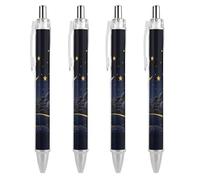 GHBNK There Are Stars And Moon on It Ballpoint Pens Retractable Ball Point Pens Black Ink 0.5mm Fine Point Smooth Writing Pen Office Supplies 4 PCS
