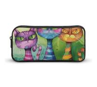 GHBNK Three Cats Side by Side Pencil Case Holder Large Capacity Pencil Pouch - Holds 60+ Pens, Slim Pen Bag with Zipper Cosmetic Makeup Bag & Travel Toiletry Organizer