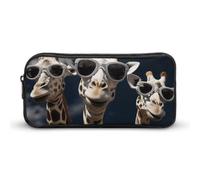 GHBNK Three Giraffes Wearing Sunglasses Pencil Case Holder Large Capacity Pencil Pouch - Holds 60+ Pens, Slim Pen Bag with Zipper Cosmetic Makeup Bag & Travel Toiletry Organizer