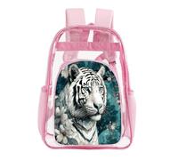 GHBNK Tiger in Jungle Clear Backpack Large PVC Transparent Bag Laptop Sleeve See Through Casual Backpacks, Pink, 43X32.5cm