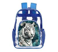 GHBNK Tiger in Jungle Clear Backpack Large PVC Transparent Bag Laptop Sleeve See Through Casual Backpacks, Blue, 43X32.5cm