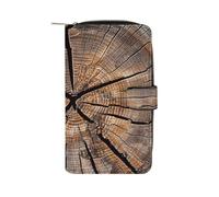 GHBNK Tree Stump Wood Grain Wallet for Men Women PU Leather Wallet Long Wallets Bifold Wallets with 12 Card Holder