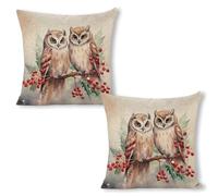 GHBNK Two Owls on The Tree Throw Pillow Covers 18"x18"（2pcs） Pillows Decorative Couch Pillow Covers Living Room Sofa Bed Outdoor Pillows Summer Linen Pillowcases Farmhouse