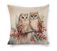 GHBNK Two Owls on The Tree Throw Pillow Covers 18"x18" Pillows Decorative Couch Pillow Covers Living Room Sofa Bed Outdoor Pillows Summer Linen Pillowcases Farmhouse