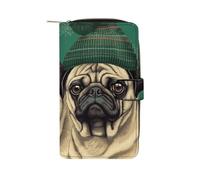GHBNK Two Pugs Wearing Hats Wallet for Men Women PU Leather Wallet Long Wallets Bifold Wallets with 12 Card Holder
